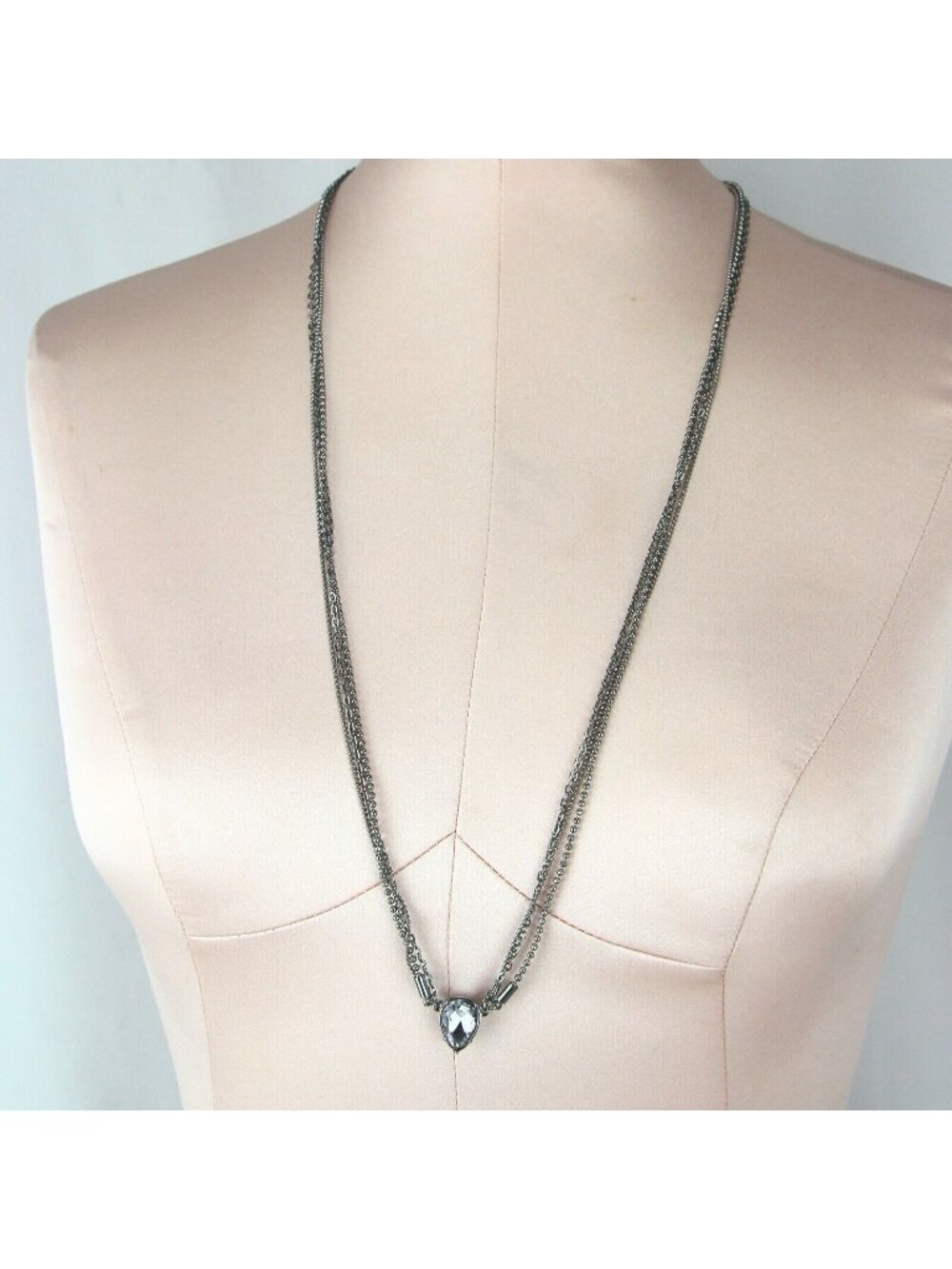 Simply Vera by Vera Wang Necklace Long Dark Silver Lavender Pendant